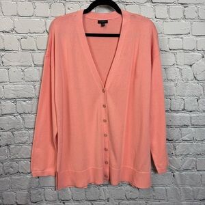 Talbots NWOT Peach Pink Button Front Classic Preppy Cardigan Size XL